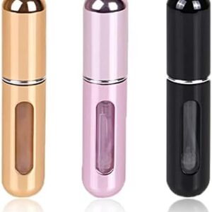 Travel Mini Perfume Refillable Atomizer Container, Portable Perfume Scent Pump Case Fragrance Empty Spray Bottle for Traveling and Outgoing (3 Pack, 5ml) (3 Pcs)