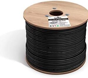 fast Cat. Cat6 Direct Burial Outdoor Ethernet Cable - 1000Ft Waterproof Cat6 Cable with 23AWG Solid Copper Conductors - CMX, UTP 550MHz Heavy Network & Gaming Ethernet Cable – Black