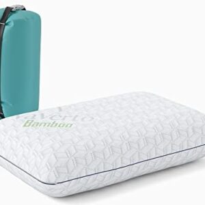 Small Memory Foam Pillow for Travel and Camping - Compressible Medium Firm, Contoured Support, Breathable Cover, Machine Washable, Ideal Backpacking, Airplane and Car
