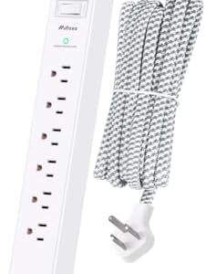 Surge Protector Power Strip 10 ft with 4 USB Ports 2 USB-C 6 AC Outlets, Flat Plug Extension Cord, USB Charging Station, Wall Mountable for Home, Office, Dorm Essentials, 1080J, ETL Listed