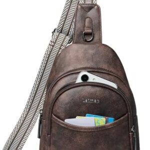 Sling Bag For Women Crossbody Fanny Pack Backpack Travel Purse Faux Leather Over Shoulder Belt Bags Large Trendy Coffee
