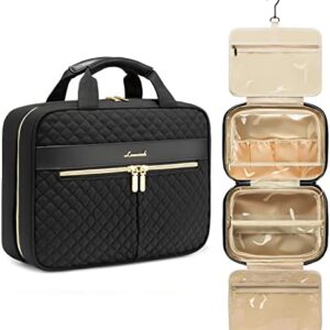 LOVEVOOK Toiletry Bag for Women, Water-resistant Travel Makeup Bag with Hanging Hook, Traveling Essentials Cosmetic Bag Travel Organizer for Accessories, Shampoo, Full Sized Container, Toiletries
