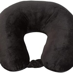 Adult Cozy Soft Microfiber Neck Pillow, Compact, Perfect for Plane or Car Travel, Black