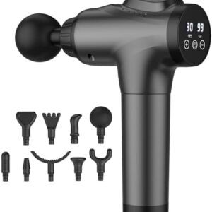 Massage Gun, Muscle Massage Gun for Athletes Handheld Electric Deep Tissue Back Massager, Percussion Massage Device for Pain Relief with 30 Speed Levels 9 Heads