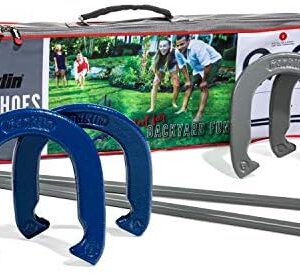 Franklin Sports Horseshoes Sets - Metal Horseshoe Game Sets for Adults + Kids - Official Weight Steel Horseshoes - Beach + Lawn Horseshoes Sets - Sets Include (4) Horseshoes and (2) Ground Stakes