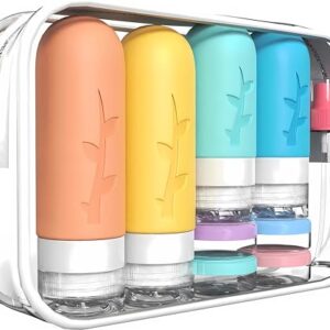 18pack Travel Bottles for Toiletries,TSA Approved Silicone Travel Containers jar for Toiletries,Leak Proof Refillable Liqus Shampoo And Conditioner Travel Essentials toiletry Bottles