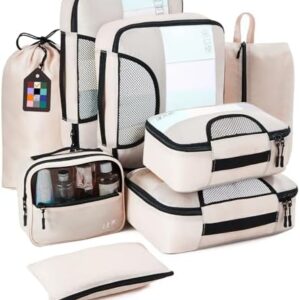 Veken 8 Set Packing Cubes for Suitcases, Luggage Organizer Bags Set for Carry on, Travel Gifts for Mom, Travel Essentials for Women, Travel Accessories in 4 Sizes(Extra Large, Large, Medium, Small)