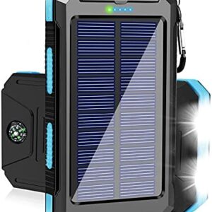 Solar Charger Power Bank, 38800mAh Portable Charger Fast Charger Dual USB Port Built-in Led Flashlight and Compass for All Cell Phone and Electronic Devices