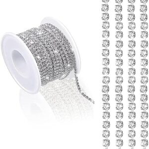 10 Yards 2MM Crystal Rhinestone Close Chain Trim for Sewing Crocs Shoes Clothes Cups, Claw Rhinestone Chain for Craft Jewelry Wedding Bouquet DIY Decoration. (Silver)