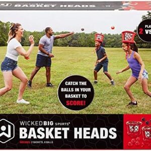 Wicked Big Sports Inflatable Basket Heads, Funny Basketball or Toss Game for Outdoor or Indoor Play, Red (1913)