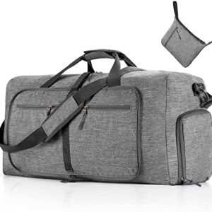 Vomgomfom Travel Duffle Bag for Men, 65L Foldable Travel Duffel Bag with Shoes Compartment Overnight Bag for Men Women Waterproof & Tear Resistant 65L 85L 115L