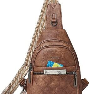 Sling Bag For Women Fanny Pack Crossbody Travel Shoulder Belt Bags Tote Backpack Purse Faux Leather Brown