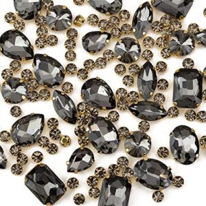 Gold Rhinestones,Choupee Sew On Rhinestones Sew on Glass Gems Jewels for Clothes Clothing Crafts Jewelry Making, Costume, Shoes,Dress, Garments Mixed 130PCS